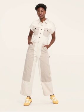 Woolrich x Target Women’s Short Sleeve Western Denim Jumpsuit - Cream Size 8 NWT